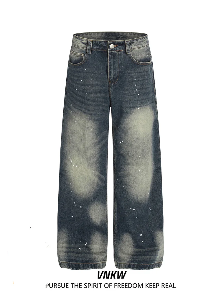 

Мужские широкие джинсы Waed Distred, свободный крой, повседневные брюки прямого кроя, молодежная модная рабочая одежда из смеси хлопка и полиэстера