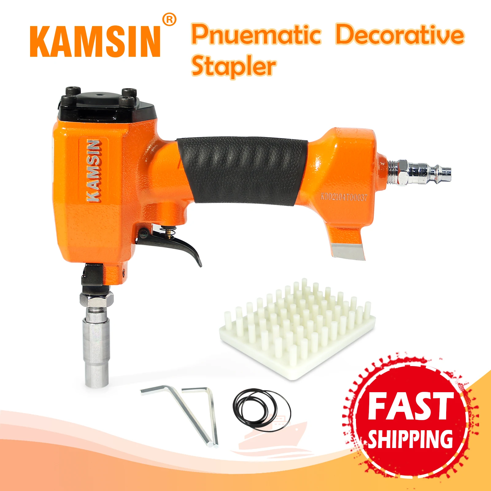 

KAMSIN Pneumatic Decorative Pin Nailer , Open Box, 1170 & 1620 & 2030, Finish Upholstery Tacks Stapler for Furniture