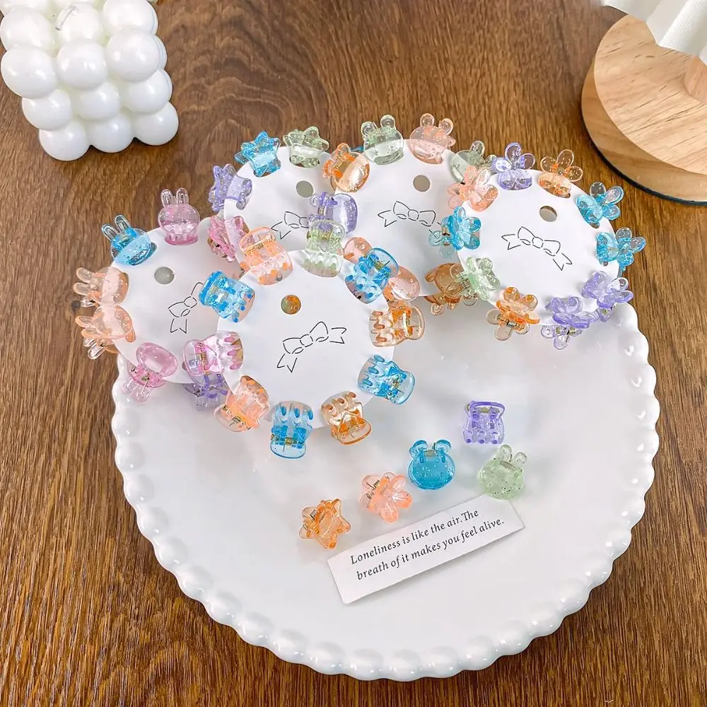 Hair Accessories Mini Hair Claw Transparent Hair Clip Star Hair Crab Clip Candy Color Hair Ornaments Flower Mini Hair Claw