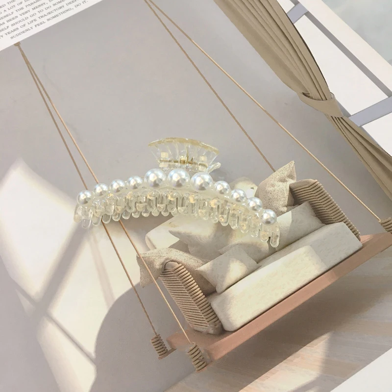 Große Perlen-Haarspange für Damen, elegante transparente Haarspange im Hai-Design für dickes Haar, Haarspangen für Mädchen, Hochzeits-Haaraccessoires – Detail 15