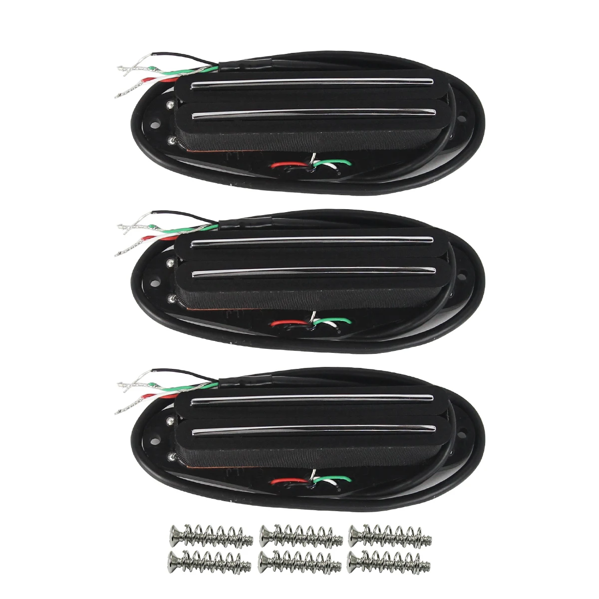 FLEOR 3PCS Black Single Coil Sized Guitar Hot Dual Rails Pickups Ceramic For ST Electric Guitar Parts