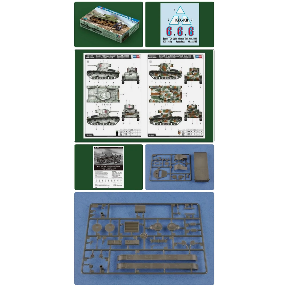 

Hobbyboss 82495 1:35 Soviet T26 T-26 Light Infantry Tank Vehicle Mod1933 Plastic Assembly Model Kit Display Ornament Toy Gift