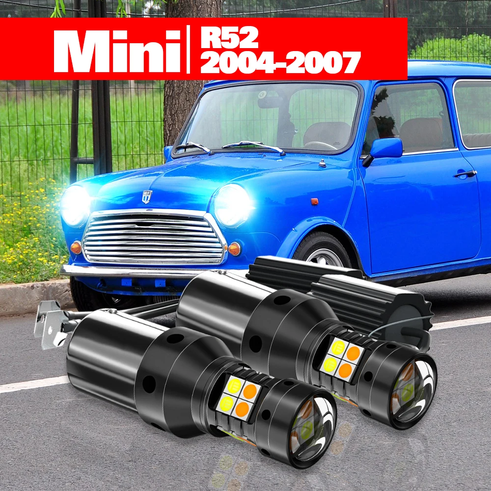 

Для Mini Convertible R52 2004-2007: 2 шт. светодиодных двухрежимных указателей поворота + дневные ходовые огни (ДХО) 2005 2006, аксессуары