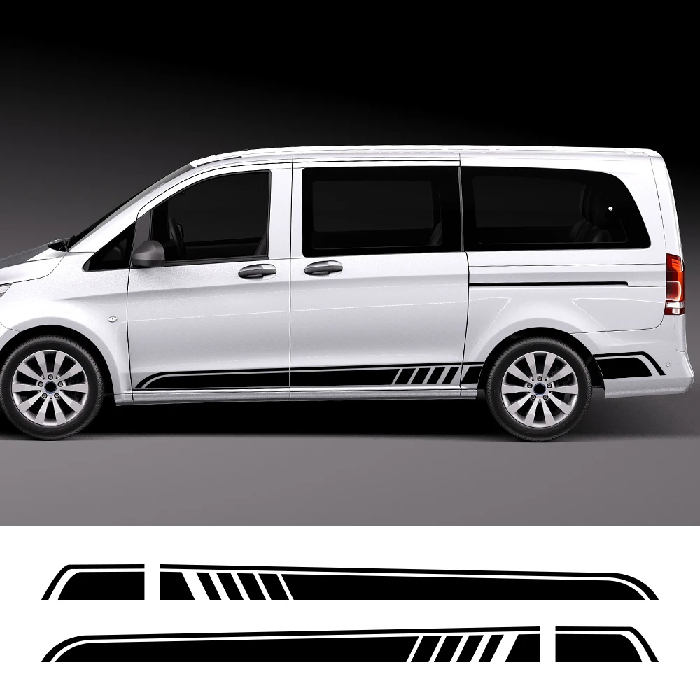 2 Pcs For Mercedes Benz Vito Viano V Class W447 V260 Long Side Stripe Car Sticker Vinyl Car Film Decals Auto Accessories