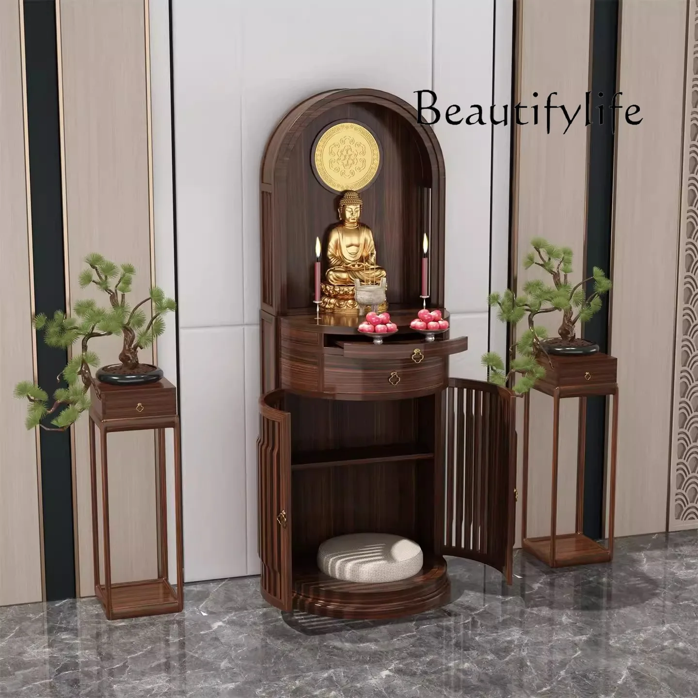 مزار بوذي صيني جديد يقدم طاولة خزانة عمودية منزلية إله الثروة من الخشب الصلب Guanyin Bodhisattva offeri #2