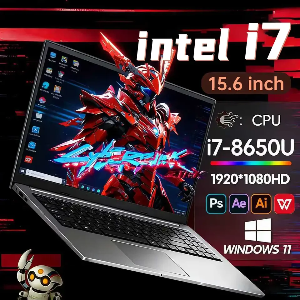 New Ultra Slim Laptop Intel Core i7 8650U 15.6" 32GB RAM 2TB SSD Gaming PC Office Study Computer PC Windows 11 Pro