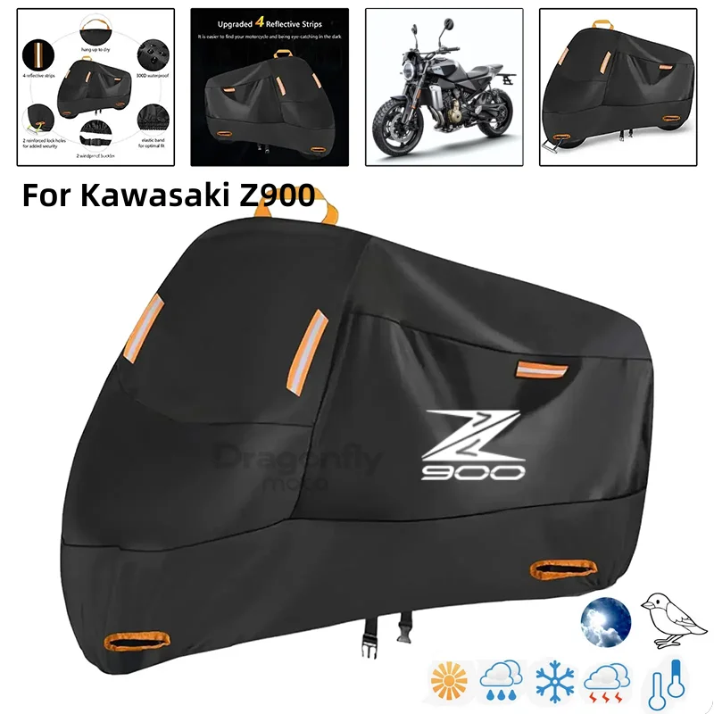 Z900 Logo Motorcycle Cover Waterproof Outdoor Scooter UV Protector Rain Cover For Kawasaki Z900 Z900 2017 2018 2019 2020 2021 20