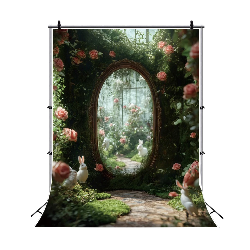 Coelhinho da páscoa flor fotografia fundo primavera festa de férias crianças retrato aniversário adulto foto pano de fundo cabine de foto adereços