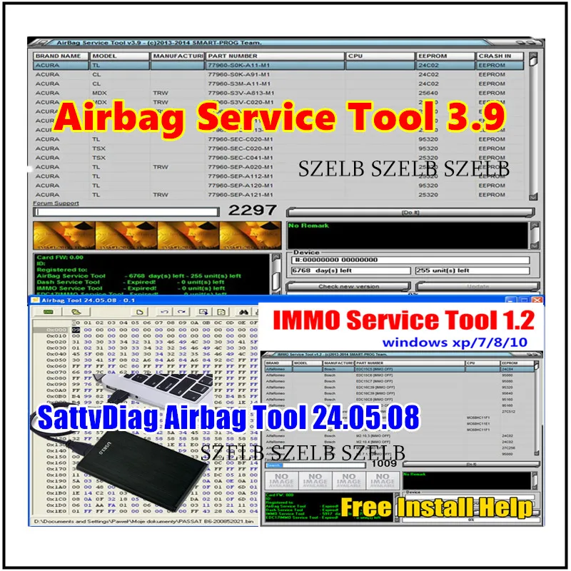 

Инструмент для обслуживания подушек безопасности 3,9 + инструмент для подушек безопасности SattvDiag 24,5,08 + ключ + инструмент для обслуживания Immo v1.2 для автомобиля