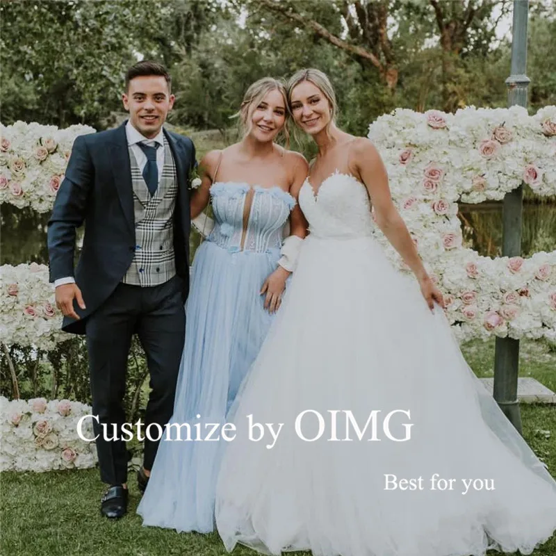 OIMG A Line Tulle Long Party Dresses Strapless 3D Flowers Bones Floor Length Orange Evening Gowns Special Event Occasion Dress