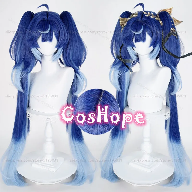 

IUNO Cosplay Wig with Double Ponytails Blue Gradient Wig Anime Heat Resistant Synthetic Wig for Halloween Carnival Party Costume