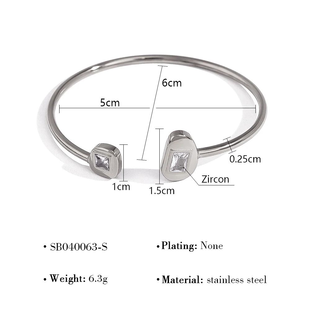 WILD & FREE Irregular Stainless Steel Cuff Bracelets for Women Luxury Zircon 18K Gold Plated Simple Trendy Jewelry Waterproof