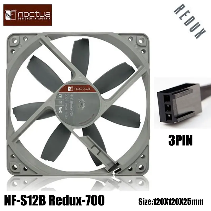 

Noctua NF-S12B Redux-700 120mmX120mmX25mm 700RPM Chassis Cooling Fan SSO Bearing Low Noise Fan 6 Years Warranty