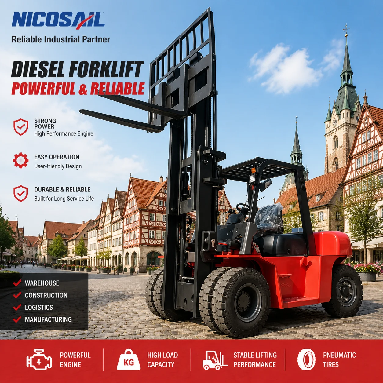 6Ton Diesel Forklift Truck 6000kg Heavy Duty Industrial Forklift with CE Certification