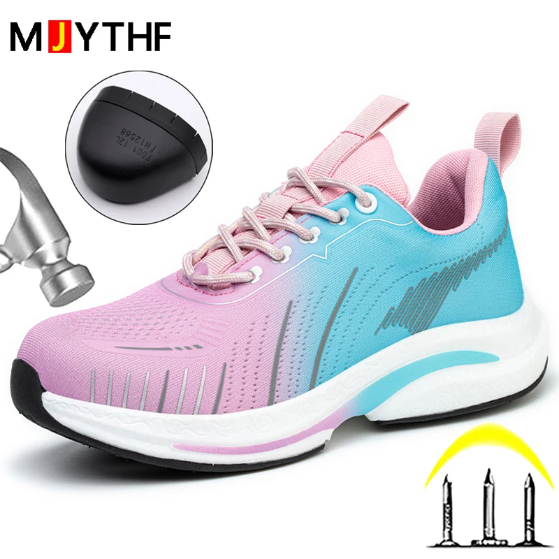 Fashion Work Shoes For Women Men Steel Toe Shoes Puncture-Proof Work Safety Shoes Lightweight Protective Shoes Women Sneakers