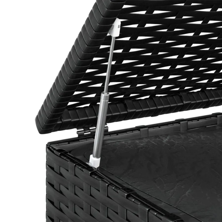 Patio Cushion Box PE Rattan Black