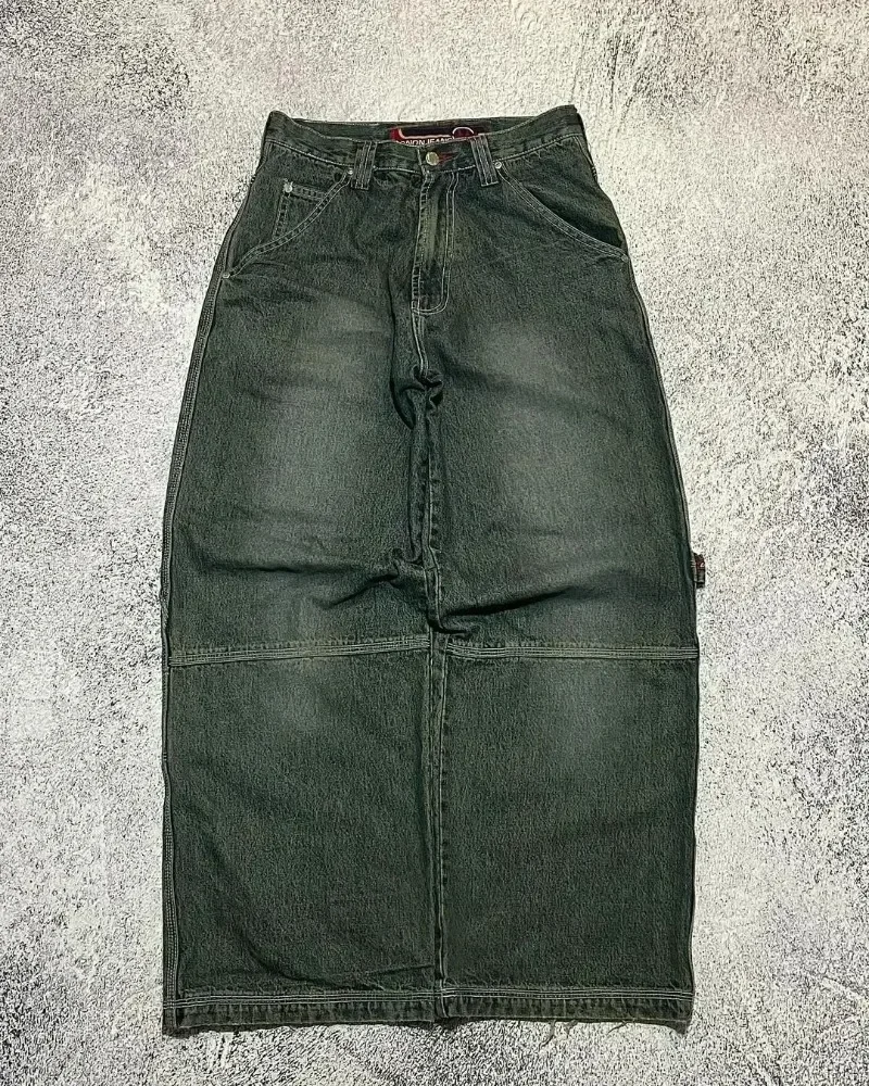 Amerikanische klassische Buchstaben muster hohe Taille gewaschene Jeans Frauen y2k High Street Harajuku lose Knopf Punk lässige Overalls Männer