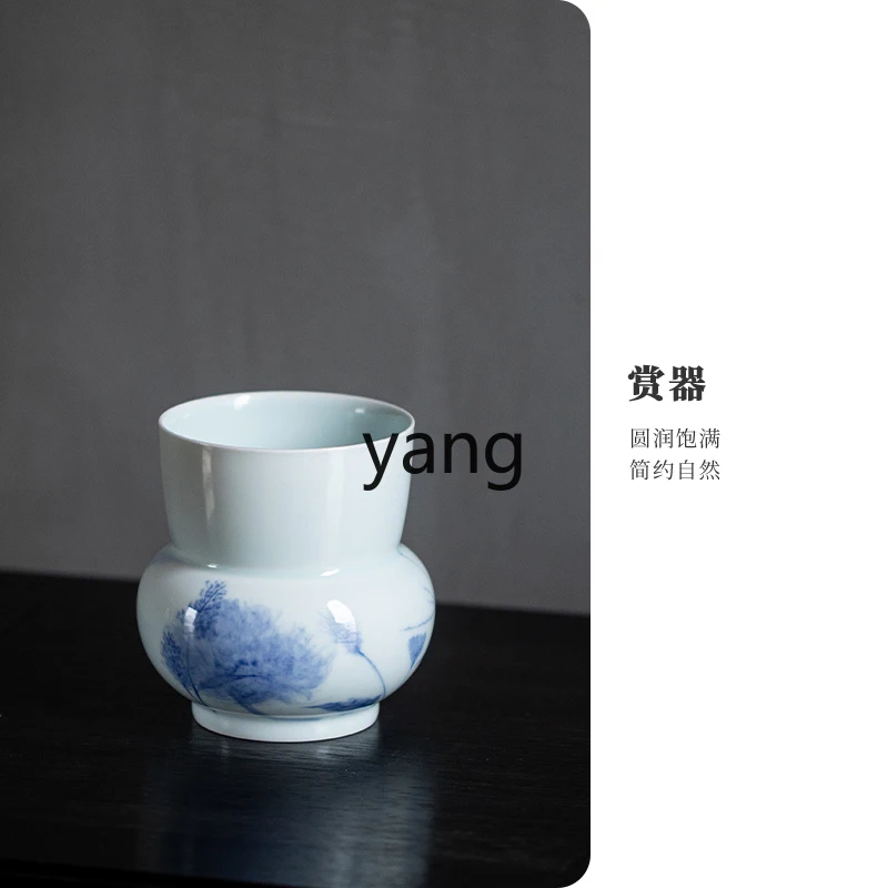 Yjq Original Washed Underglaze Blue and White Glazed Red Hand Painted Wasteland Series Slag Bucket