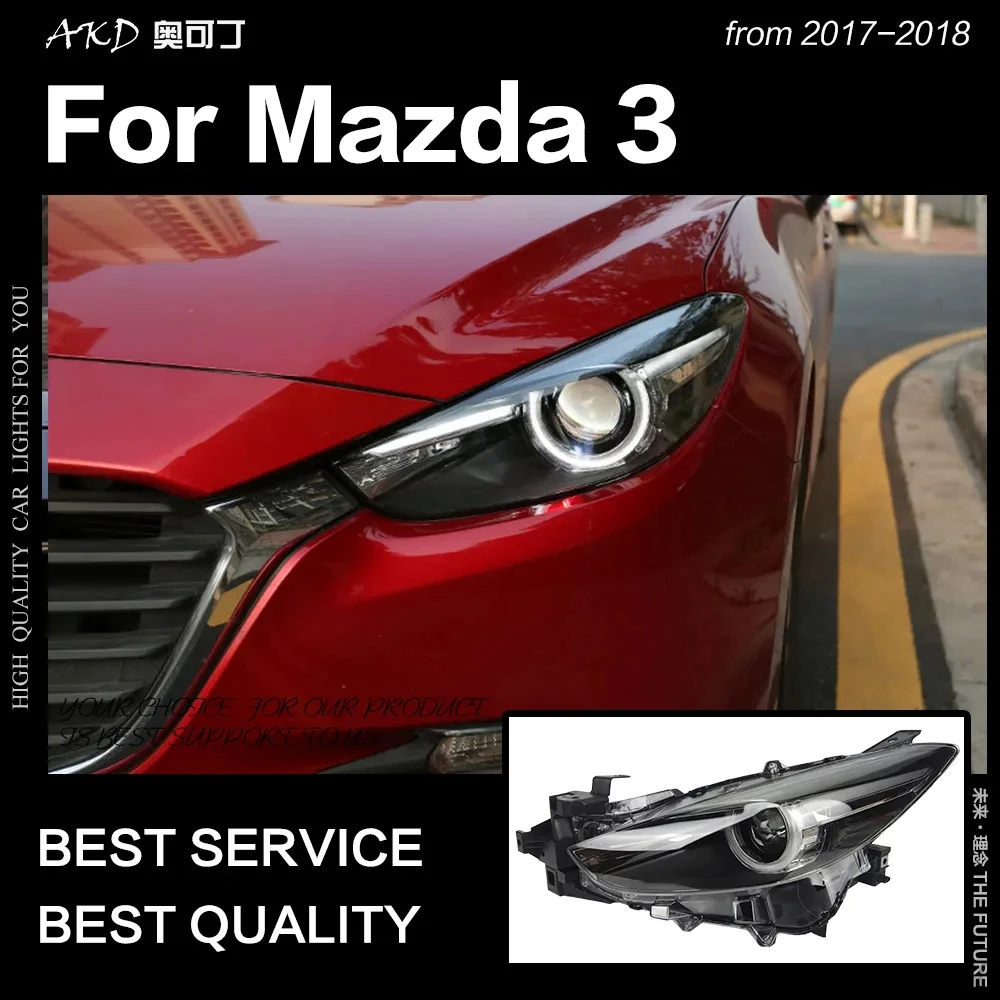 

AKD головная лампа для Mazda 3 фары 2017-2020 новая Mazda3 Axela головная фара светодиодный DRL Hid Bi Xenon автомобильные аксессуары 2 шт.