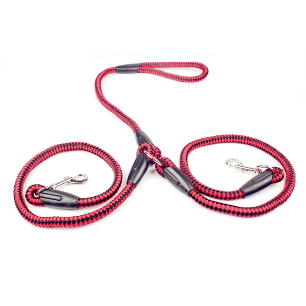 Strong Nylon Ribbon Double Dog Leash One Drag Braided Tangle For Walking Training Adjustable Size Pet Safety Traction Rope