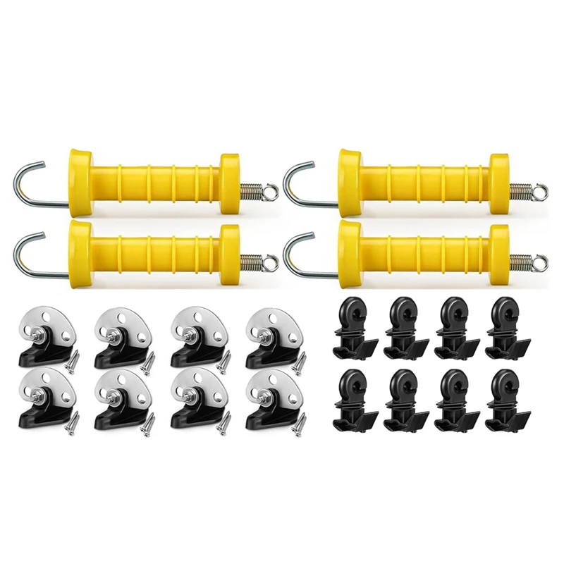 Electric Fence Gate Handle Set With Anchors And Insulators, 4 Sets For Durable-Fencing