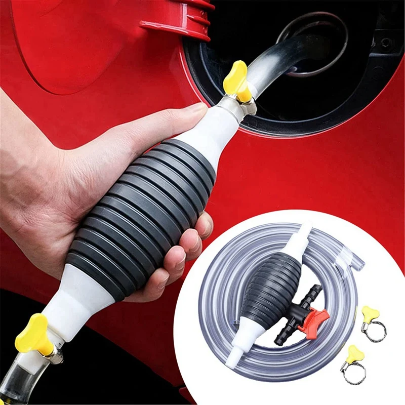 2X Multifunction Liquid Sucker Pump, Manual Fuel Transfer Pump Gasoline Siphon Hose, Portable Siphon Pump(2Meter)