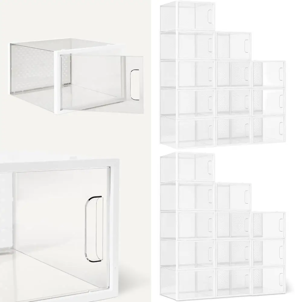 

Складные прозрачные коробки-органайзеры для обуви, большие, набор из 12 шт.