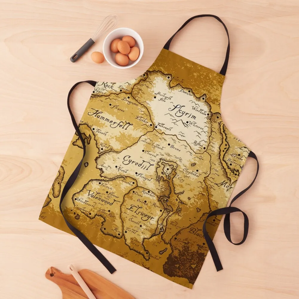

Aged Scrolls Fantasy Map Vector Minimalist Ancient RPG DnD Tamriel Elder ESO Online Summerset Apron barber men Beauty Apron