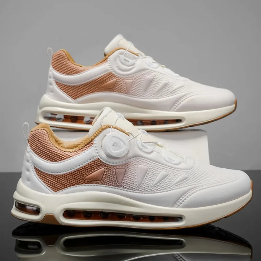 

Men Jogging Sports Running Shoes Outdoor Anti-Slip Breathable Rotating Button Full-length Air-cushion Large-sized Running Shoes