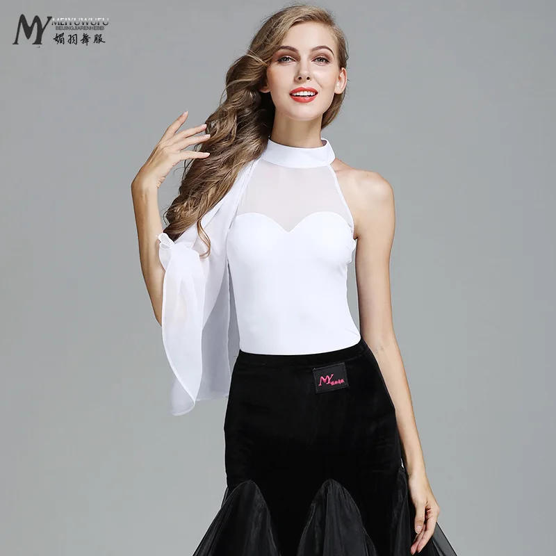 

1pcs/lot woman latin dancing top lady solid ballroom latin dancing leotard white and black