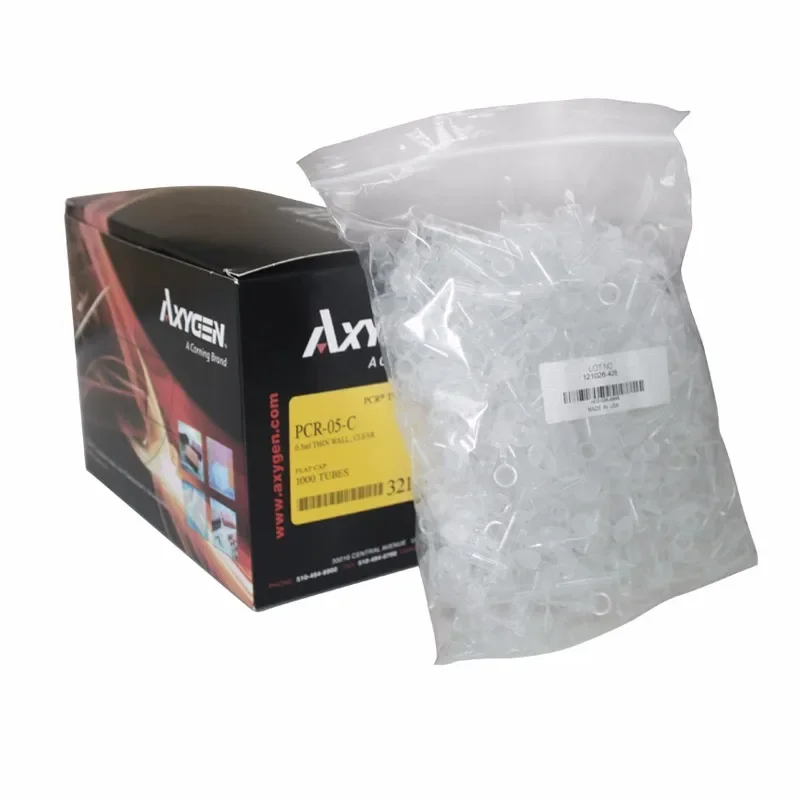 

1000pcs Axygen PCR 0.2/0.5ml Flat Lid Thin Wall Tube Fits Standard 96 Well Blocks To Prevent Evaporation RNase-/DNase-free