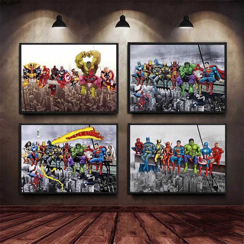 Pintura en lienzo de superhéroes de Marvel Avengers, póster de película de Spider-Man y Hulk, arte de pared, mural, decoración para habitación de niños, regalos, Cuadros