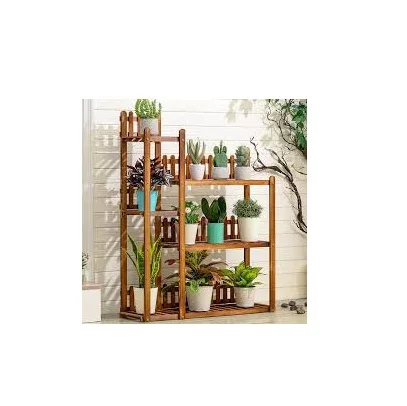 Support de plantes en bois à 3 niveaux T1, support de pots de fleurs multiples, présentoir de jardinière intérieure et extérieure pour la décoration de jardin