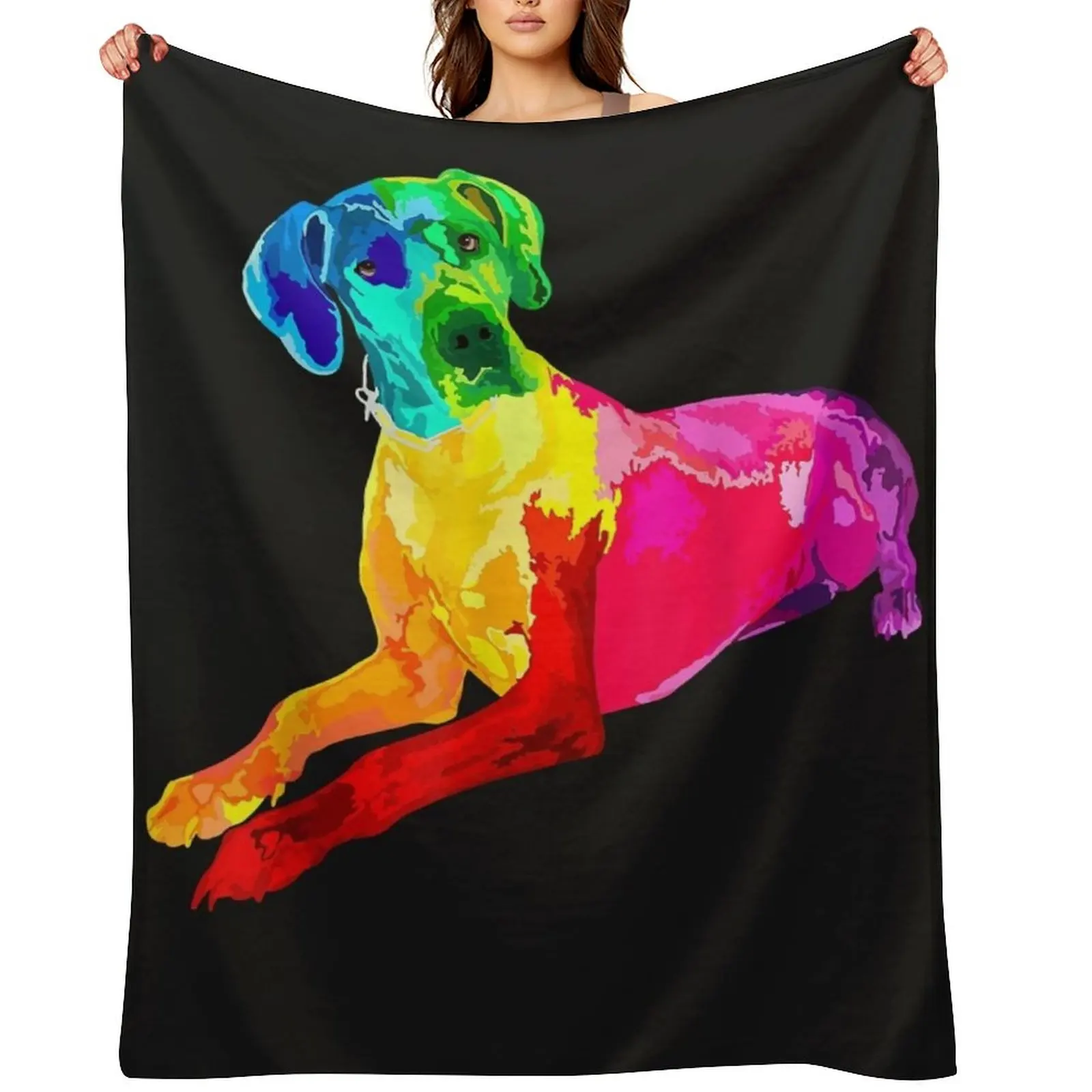

Dog Lover Gifts Great Dane For Women Colorful Great Dane Men Throw Blanket Thin halloween Winter beds Retros Blankets