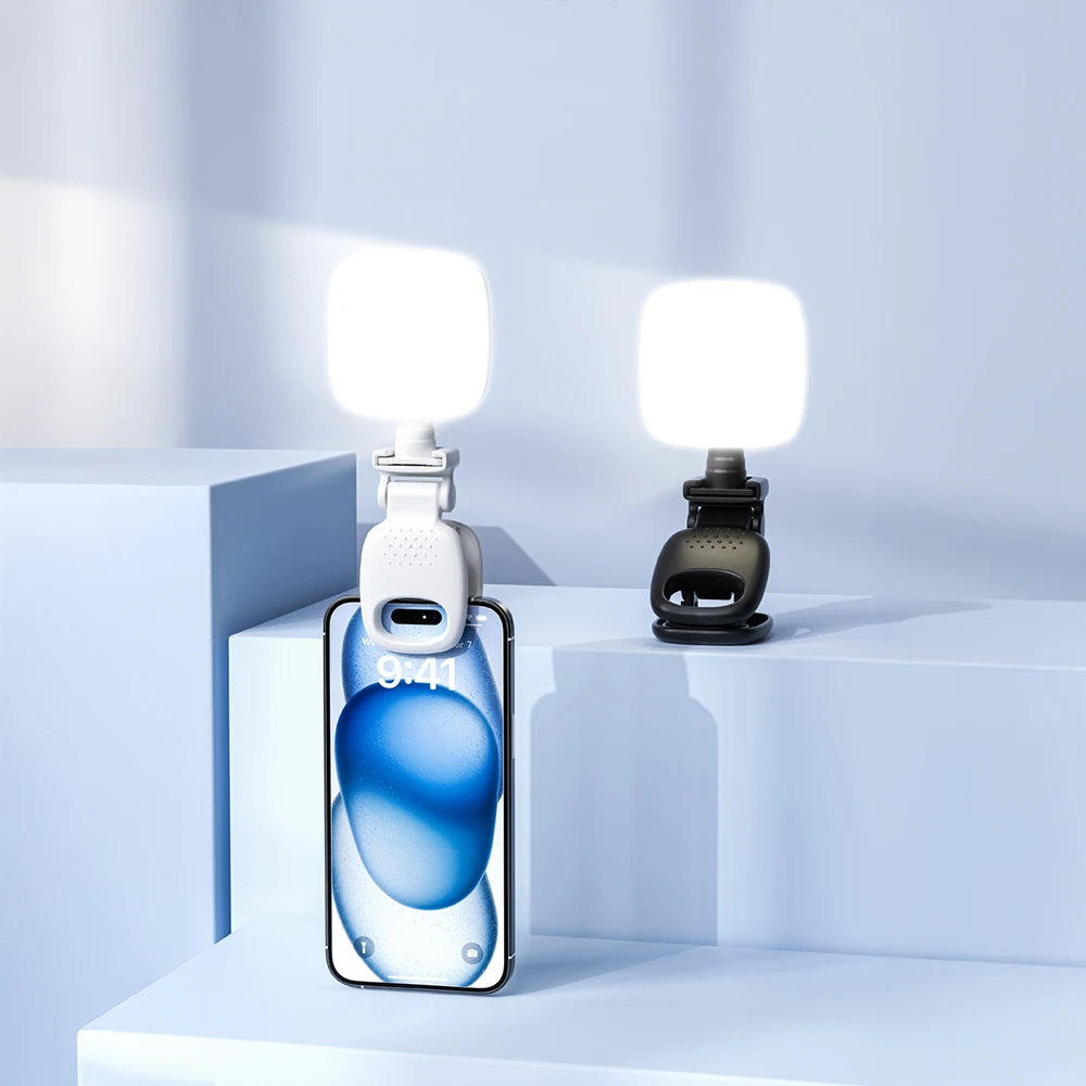 LED New Portable Selfie Fill Light Rechargeable 3 Modes Adjustable Brightness Clip On For Phone Laptop Tablet Meeting Make Up