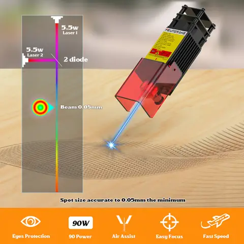 Lasergravör och skärmaskin 90W med luftassistans Lasergraveringsmaskin Honeycomb-arbetsbord CNC-router 7 best sales CNC-laser - №1