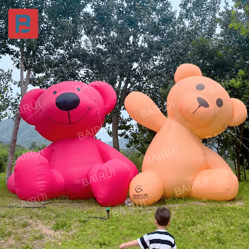 Parque de atracciones para niños, oso gigante inflable, animales de dibujos animados, osos rosas, modelo inflable, decoración de calle cuadrada del zoológico