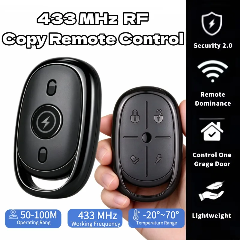 ワイヤレスコピー式リモコン-433mhz対応、汎用リモコン、複製機能付き、ガレージドアや電動ゲート用。