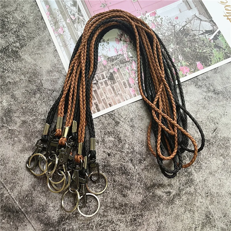 10Pcs Lanyards Neck Straps Braid Rope Hang Mobile Phone Lanyard Metal Key Ring Landyard Luxury Accessories Batch Keychain Strap