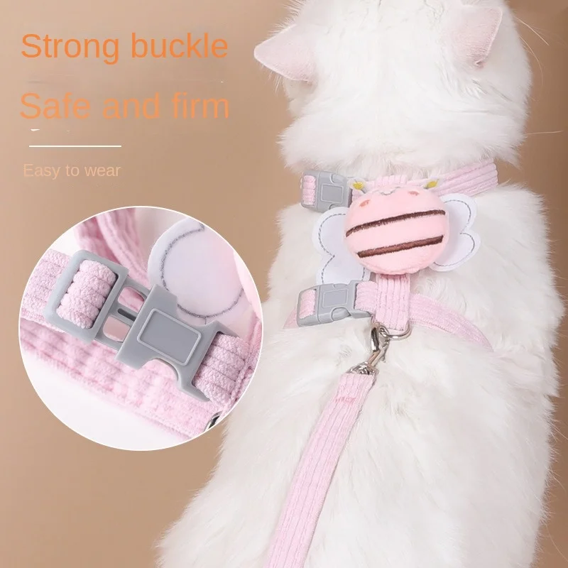 Pet cat chest harness, bee traction rope, suitable for all seasons, breathable and not stuffy, compact and exquisite