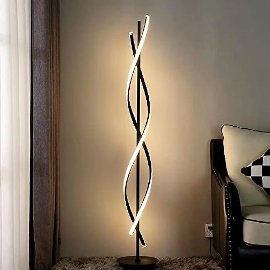 

Spiral Floor Lamps for Living Room with Remote, 48W Dimmable Standing Lamp for Living Room, 53" LED Modern Corner Fl