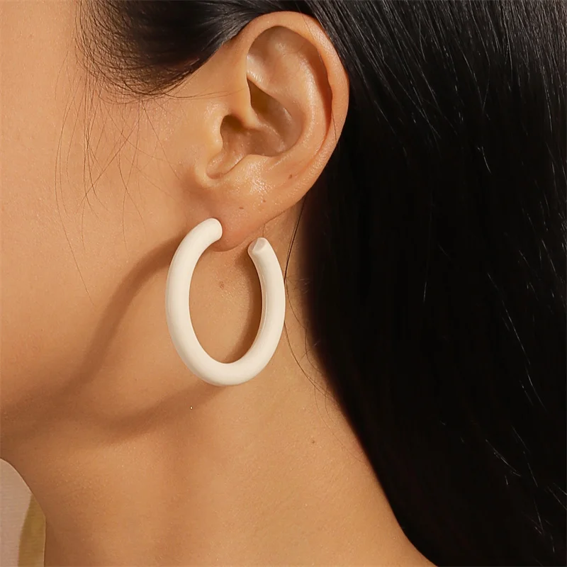 Aihua Koreanische Einfache Große Runde Hoop Ohrringe Für Frauen Bunte Geometrische Kunststoff Übertrieben Ohrring Trendy Ohrringe Schmuck – Detail 5