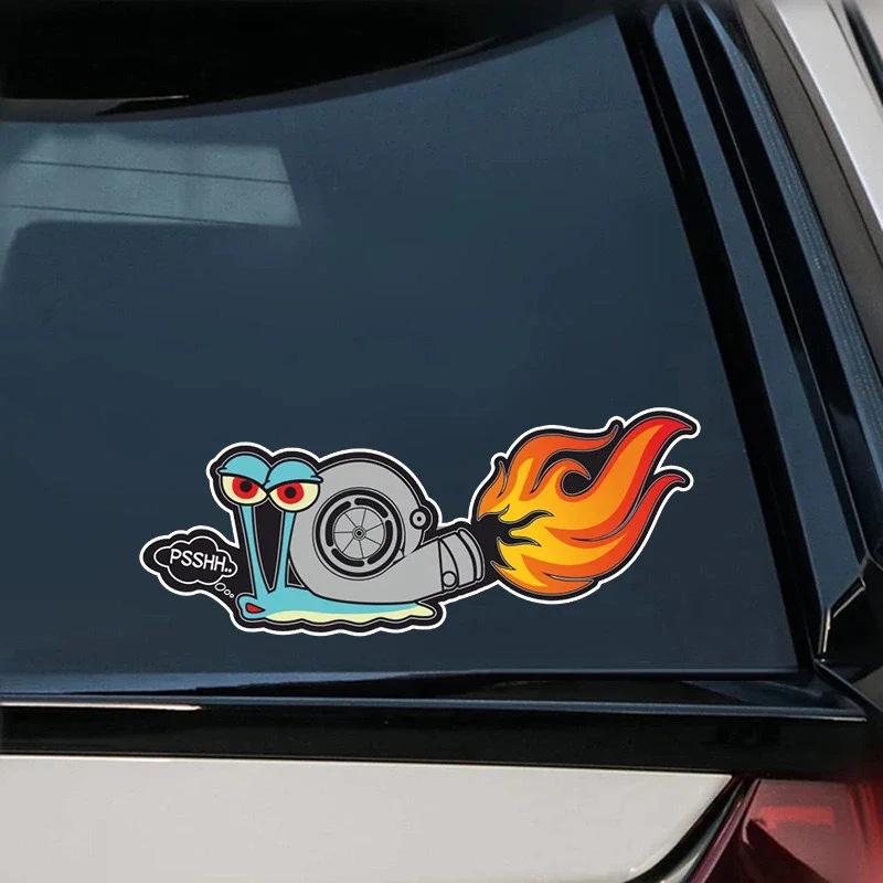 Classic Design Funny Anime Cartoon  Snail Turbo Car Stickers Vinyl   Reflective Racing Decal Decorate