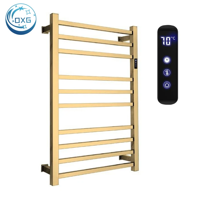 

OXG Towel Warmer Built-in Timer, Wall Mounted Electric Heated Towel Rack for Bathroom,10 Bars,Round/Square Tube