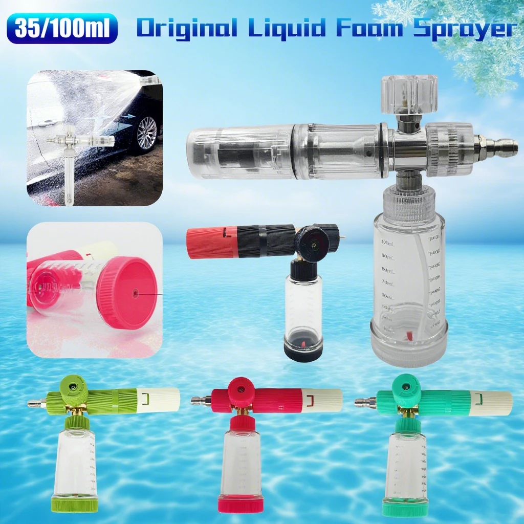 Pulverizador de espuma líquida Original ajustable, 35/100ml, para lavadora a presión, conector rápido de 1/4 pulgadas, botella pulverizadora de espuma para jabón, lavado de coches ​