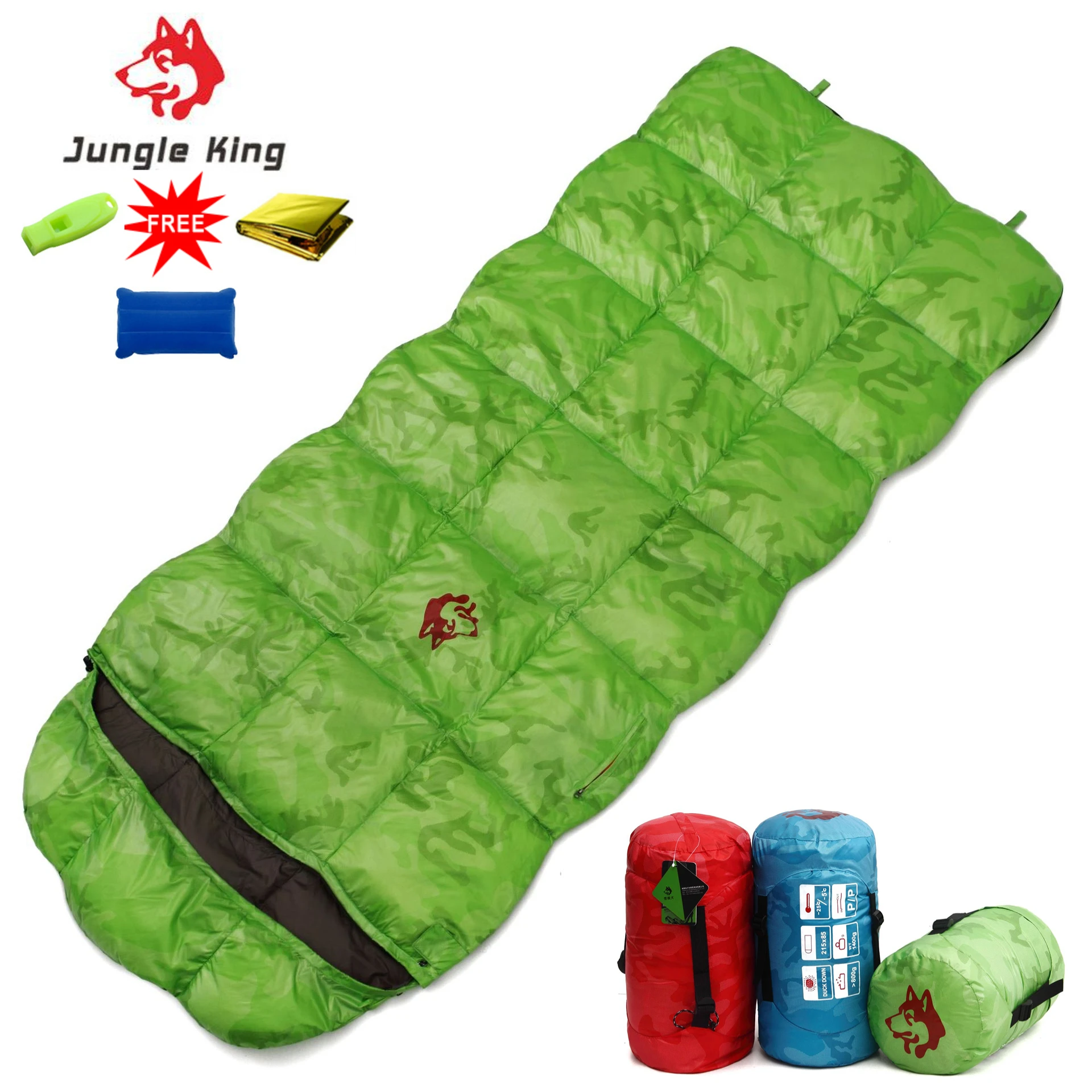 

Jungle King CY550 Winter Outdoor High Quality Down Envelope Camping-20 Degree Thickening and Widening Camouflage Sleeping Bag