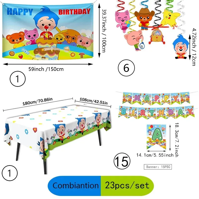 Cartoon-Clown-Tierfreunde-Hintergrund-Tischdecke, Banner, Spiralen, festliche Zusammenkunft, Foto-Hintergrund, Dekoration, Partyzubehör – Detail 9