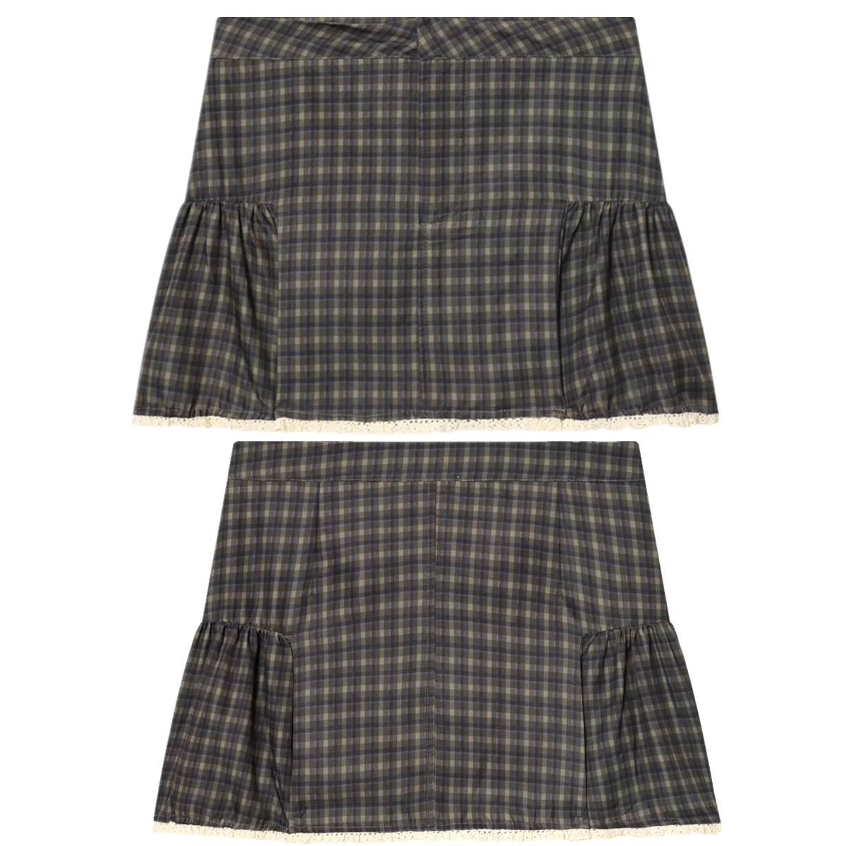 

Jenny&Dave High Street Fashion Girls Sexy Mini Skirt Plaid Lace Splicing Skirt Woman Clothing High Waist Faldas Skirts