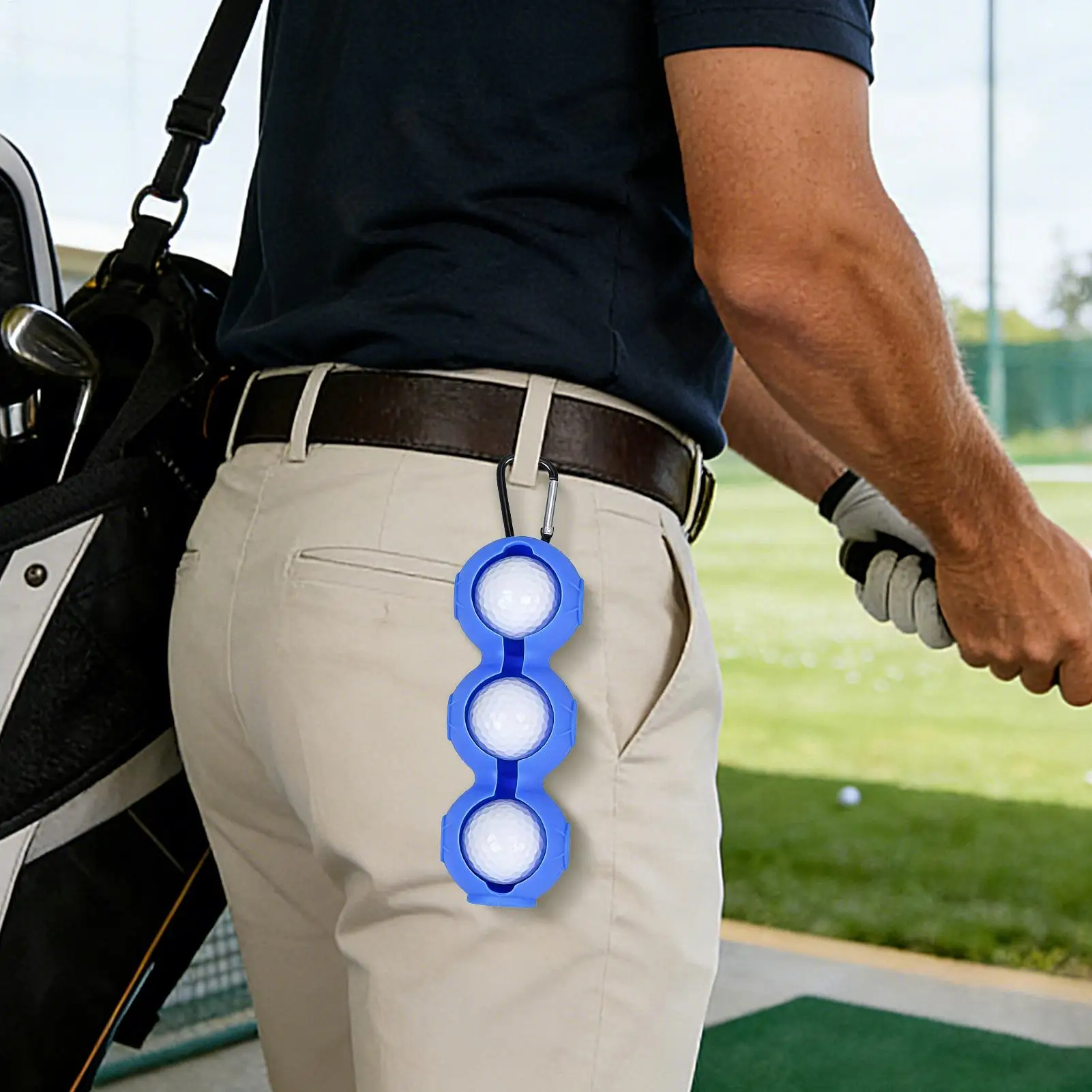 실리콘 골프공 홀더 3홀 휴대용 골프공 보호 슬리브 버클 포함 골프공 실리콘 액세서리