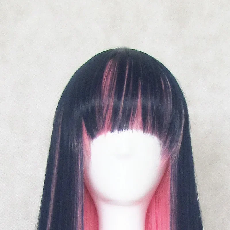 100cm/39 "inci panjang biru campuran Pink stoking lurus dengan Garterbelt Anarchy Stocking Cosplay rambut wig